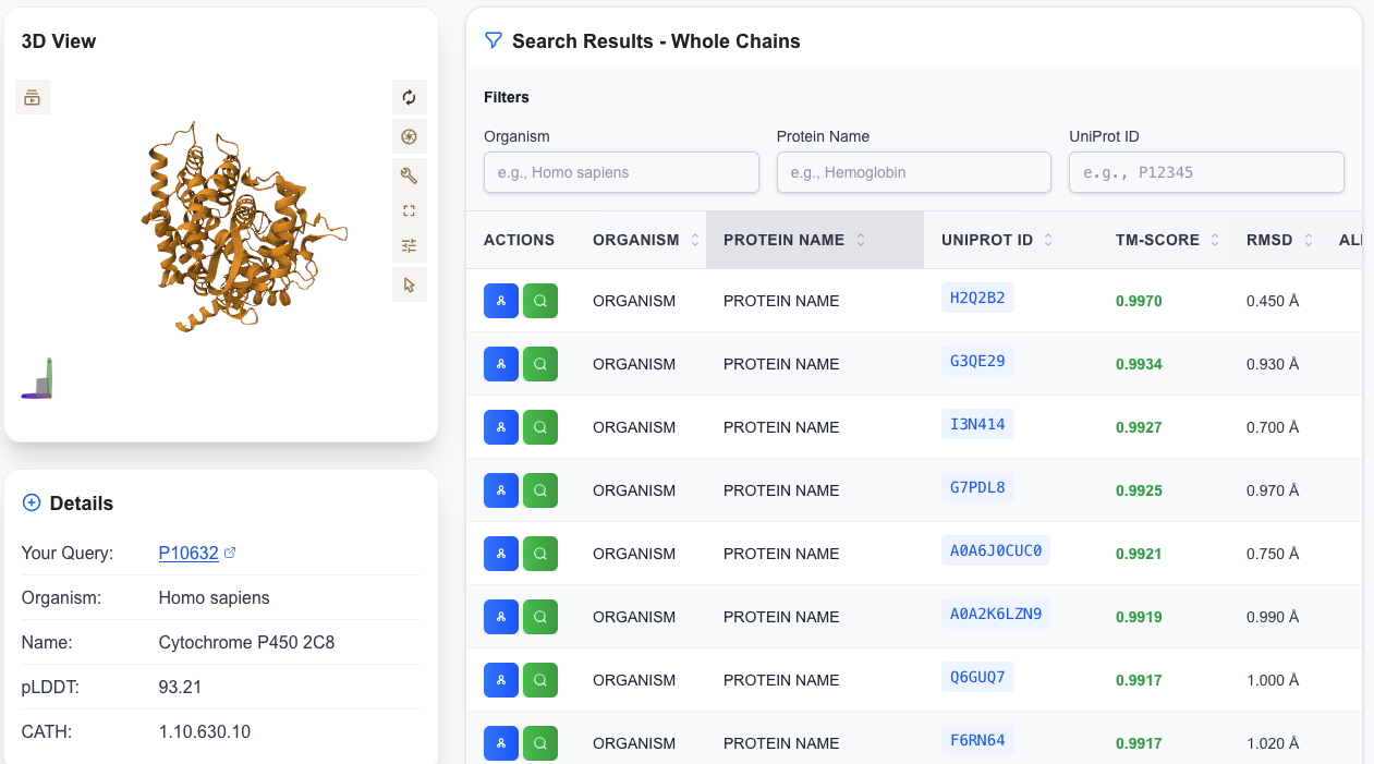 Screenshot of clean and organized search results interface